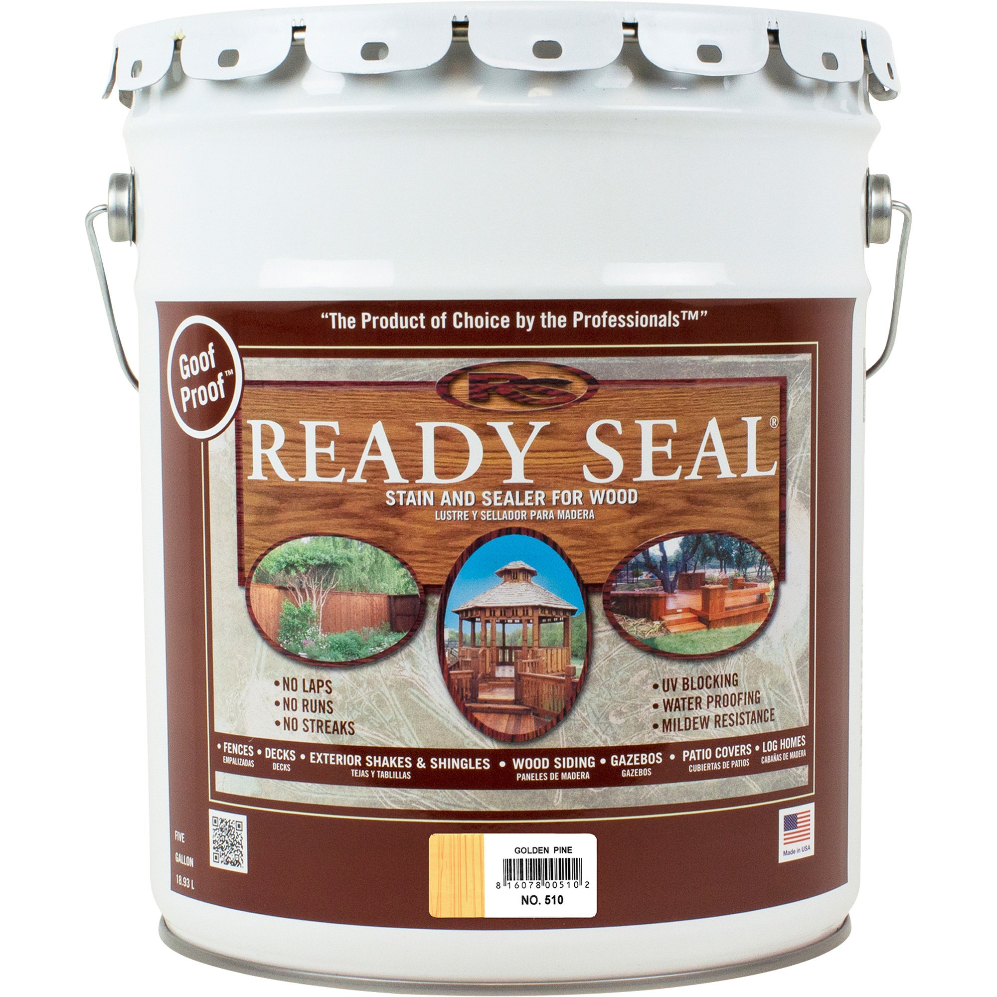 Ready Seal Exterior Wood Stain and Sealer — Golden Pine, 5 Gallons, Model# 510